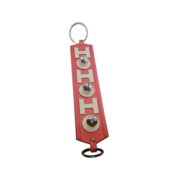 Christmas Door Hanger 21" Red Faux Leather HoHoHo Spellout‎ Silver Jingle Bells - Picture 5 of 10